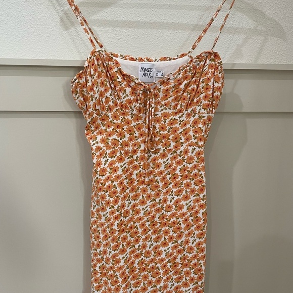 Princess Polly Orange Floral Spaghetti Strap Dress Size 0 - Picture 4 of 9
